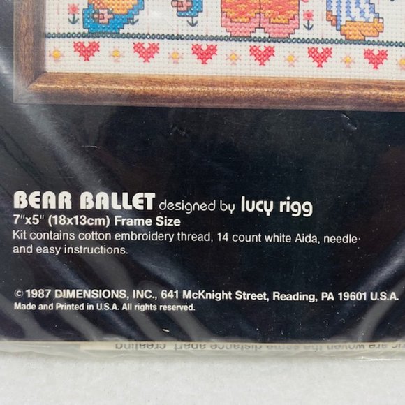 Bear Ballet Cross Stitch Kit by Dimensions 7" x 5" (1987) - Picture 4 of 6